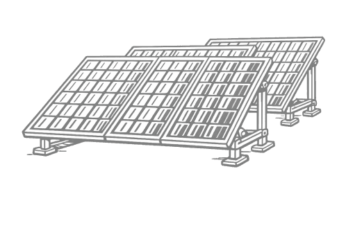 Illustration of solar panels on mounting racks